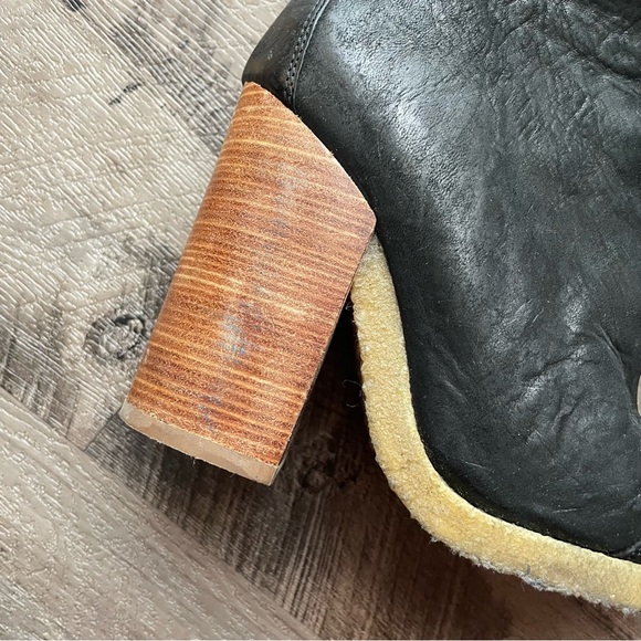 AllSaints Ankle Boots Womens US 7 EU 37 Black Chunky Heel Leather Lakote - Picture 4 of 8